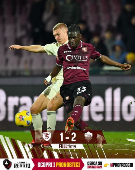 Salernitana Bertekuk Lutut Dihadapan AS Roma dengan Skor 2-1