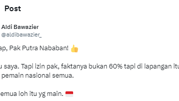 Putra Nababan Minta Timnas Indonesia 60% Pemain Lokal