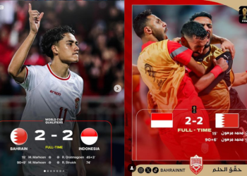 Akun Instagram @bahrainnt Palsukan Waktu Terciptanya Gol