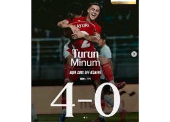 Timnas Indonesia tampil beringas! Babak pertama saja Garuda sudah unggul 4-0 atas Chinese Taipei lewat gol Amat, Sananta, Klok, dan Reijnders. (intagram/@timnasindonesia)