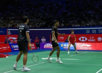 Fajar Alfian/Muhammad Shohibul Fikri kalahkan Liang Wei Keng/Wang Chang pada babak kedua China Masters 2025. (TANGKAPAN LAYAR BWF TV)