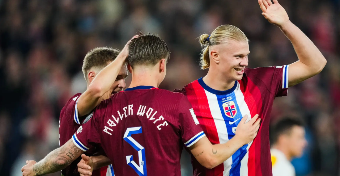 Norwegia pesta gol 11-1 atas Moldova di Kualifikasi Piala Dunia 2026. Erling Haaland cetak 5 gol, Thelo Aasgaard borong 4 gol, rekor bersejarah tercipta. (AFP)