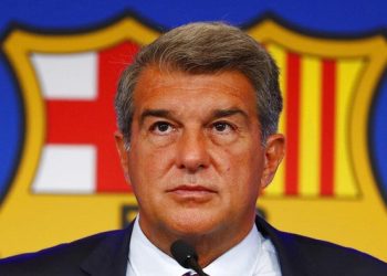 Presiden Barcelona, Joan Laporta. (Foto: AP/Joan Monfort)