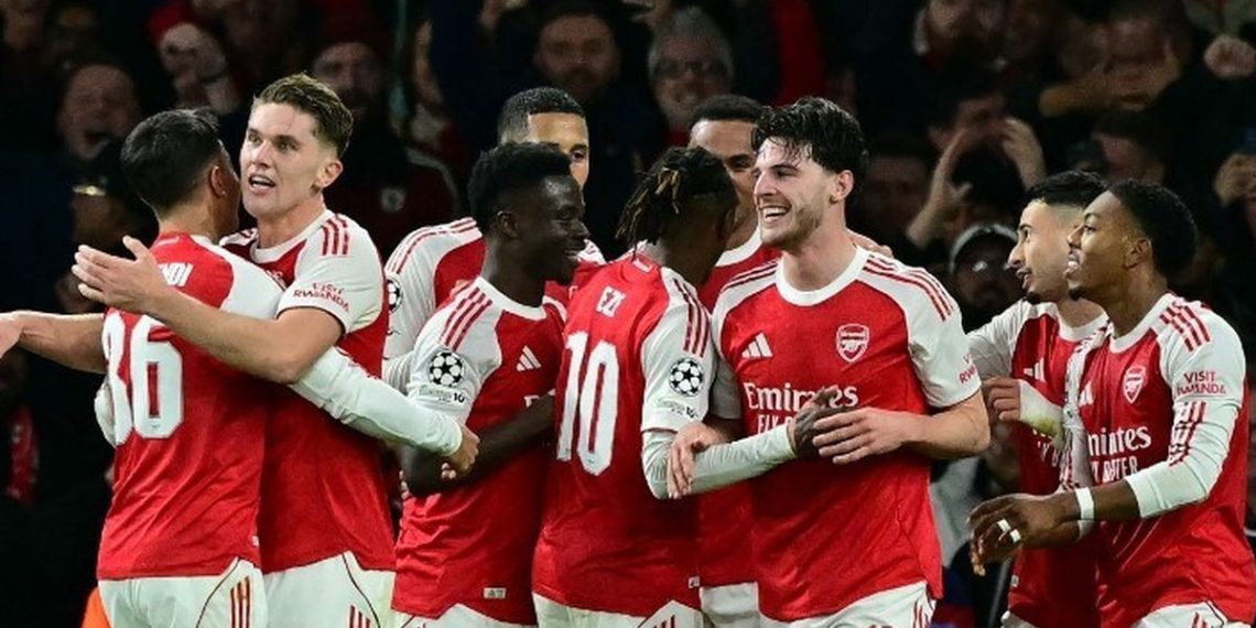 Prediksi Arsenal vs Bayern Muenchen pada pekan ke-5 Liga Champions (UEFA Champions League) 2025-2026, Kamis (27/11/2025).(AFP/BEN STANSALL)