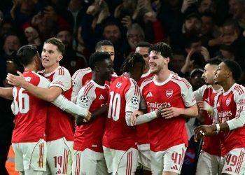 Prediksi Arsenal vs Bayern Muenchen pada pekan ke-5 Liga Champions (UEFA Champions League) 2025-2026, Kamis (27/11/2025).(AFP/BEN STANSALL)