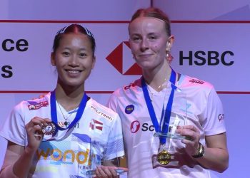 Tunggal putri Indonesia, Putri Kusuma Wardani, harus mengakui keunggulan Mia Blichfeldt dari Denmark pada final Hylo Open 2025 di Saarbruecken, Jerman, 2 November 2025. (TANGKAPAN LAYAR BWF TV)