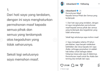 tangkapan layar instagram Ridwan Kamil. (ig@ridwankamil)