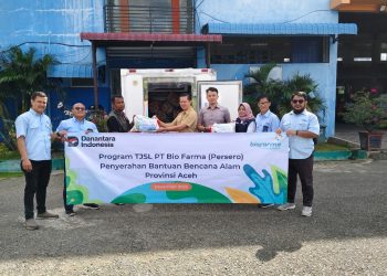 Bio Farma bantuan banjir Aceh disalurkan bersama Kimia Farma melalui BPBA. BUMN Farmasi pastikan kebutuhan dasar cepat tersampaikan ke pengungsian di Bireuen. (Ist)