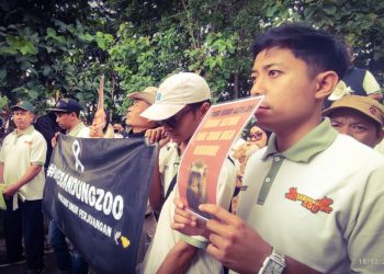 Karyawan Bandung Zoo Demo BBKSDA Jabar hari ini (18/12). Menuntut pembukaan kembali setelah 4 bulan tutup. Cek dampak ekonomi & kondisi 711 satwa di sini! (Ist)