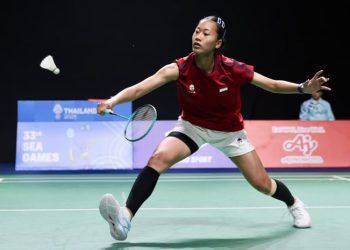Tunggal putri Indonesia, Putri Kusuma Wardani, saat tampil pada perempat final SEA Games 2025 di Pathum Tani, Thailand, 12 Desember 2025. (PBSI)