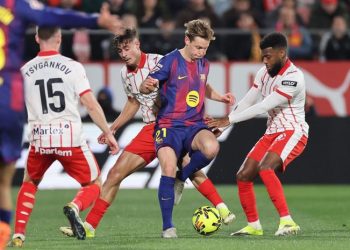 Laga Barcelona vs Girona pada lanjutan Liga Spanyol 2025-2026. (JOSEP LAGO/AFP)