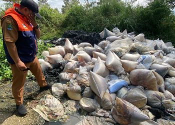 Kasus pembuangan limbah batu bara (FABA) secara ilegal kembali terjadi di Cikalongwetan, Bandung Barat. Sekitar 16 ton limbah mencemari jalan dan perkebunan warga. (Uby/pasjabar)