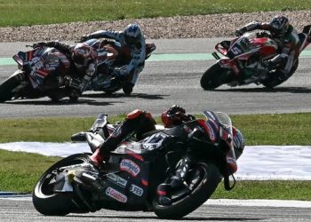 Marco Bezzecchi saat MotoGP Thailand 2026. (AFP/LILLIAN SUWANRUMPHA)